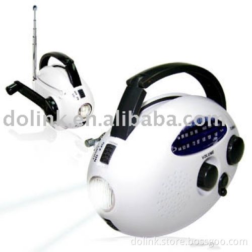 Crank Dynamo Radio with Flashlights and Alarms